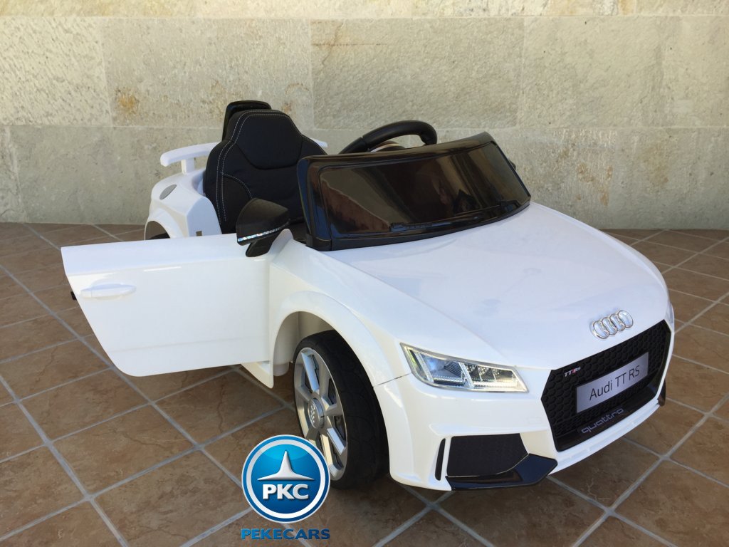 Coche electrico para niños Audi TT Blanco con apertura de puertas