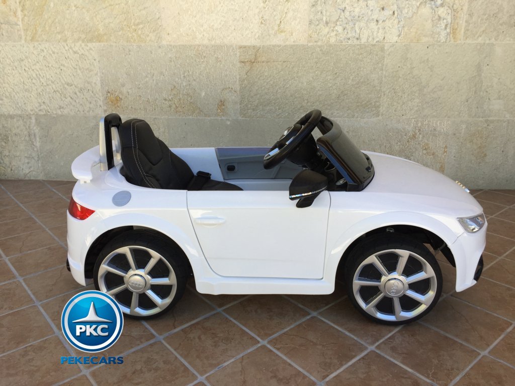 Coche electrico para niños Audi TT Blanco vista lateral