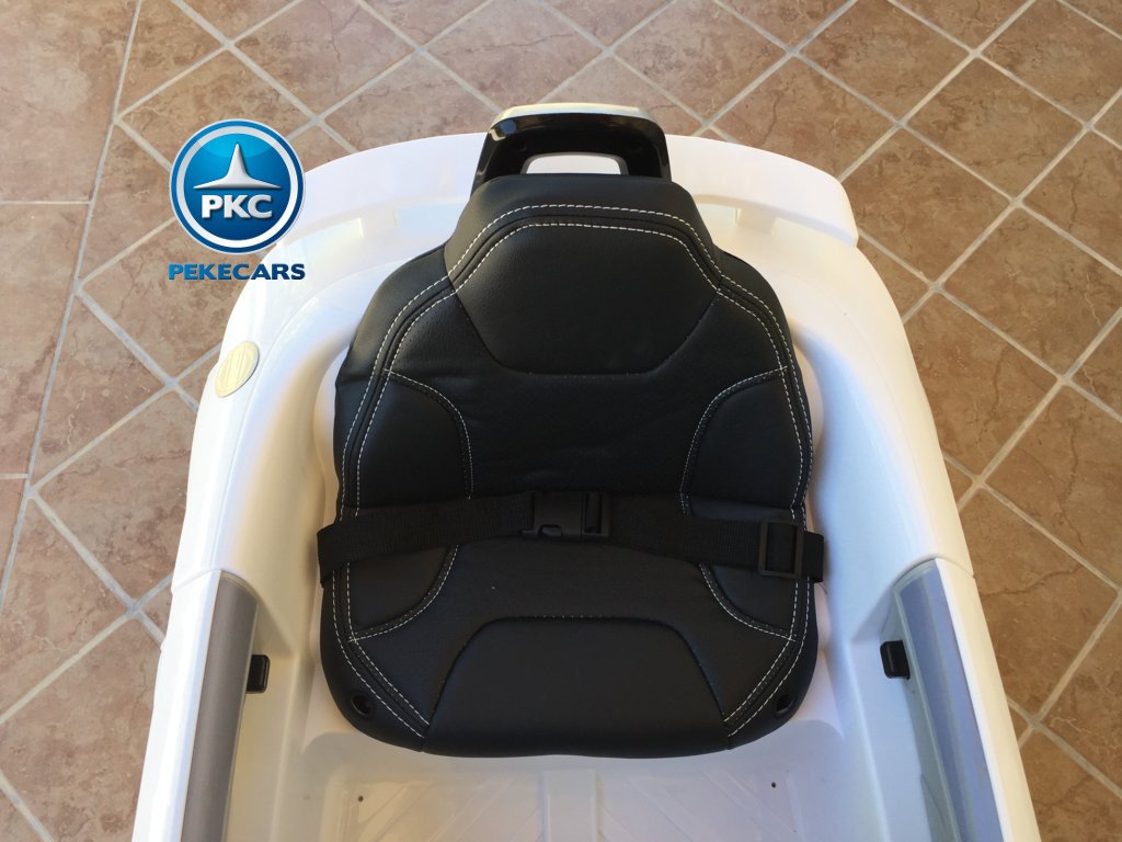Coche electrico para niños Audi TT Blanco asiento acolchado en piel