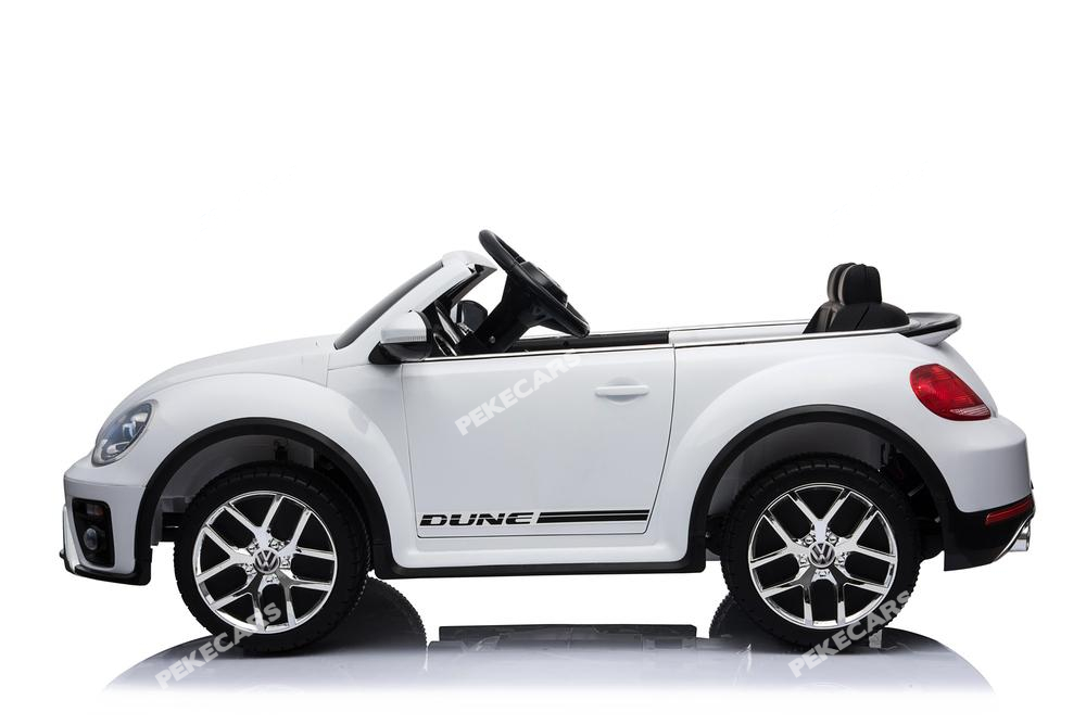 Coche electrico infantil Beetle Dune Blanco vista lateral