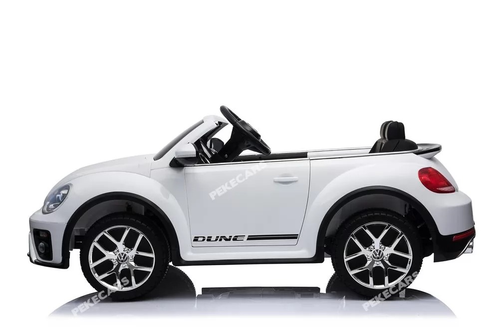 Coche electrico infantil Beetle Dune Blanco vista lateral