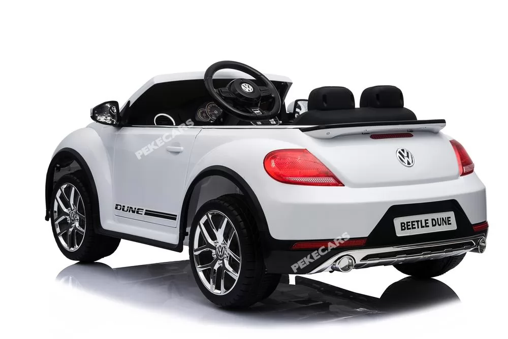 Coche electrico para niños Beetle Dune Blanco con luces LED traseras