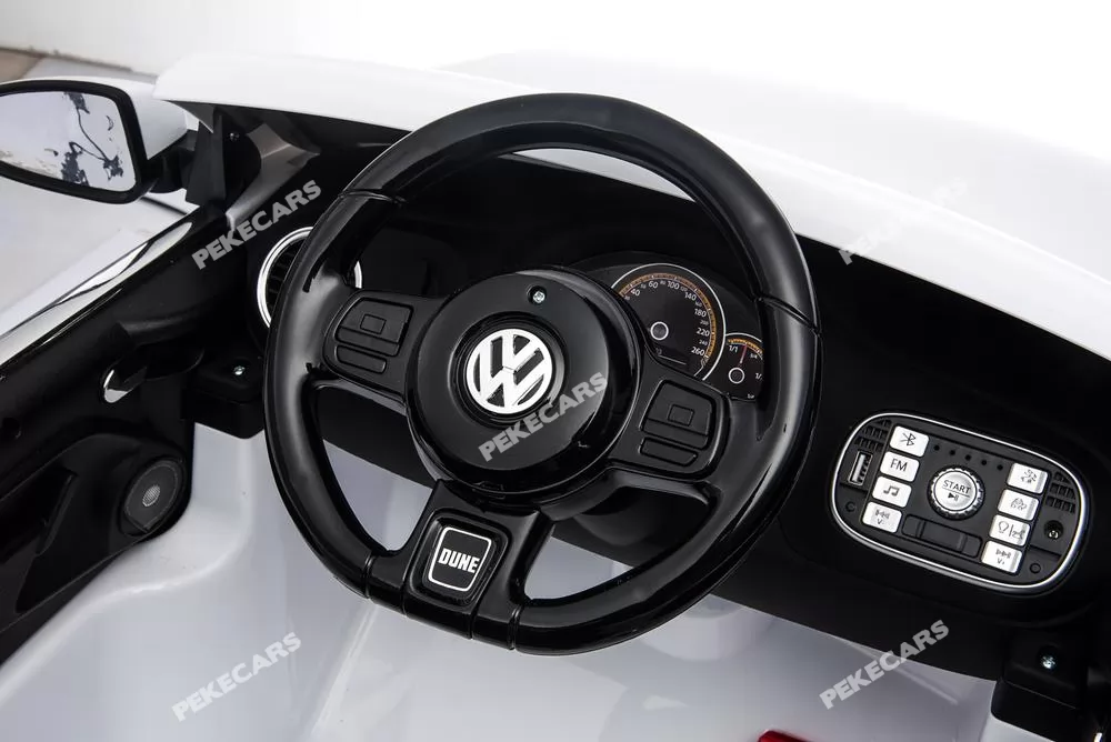 Coche electrico infantil Beetle Dune Blanco arranque con boton