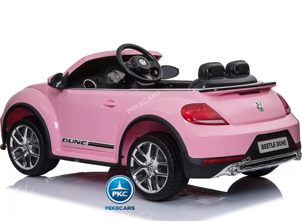 Coche electrico infantil Beetle Dune Rosa con luces frontales