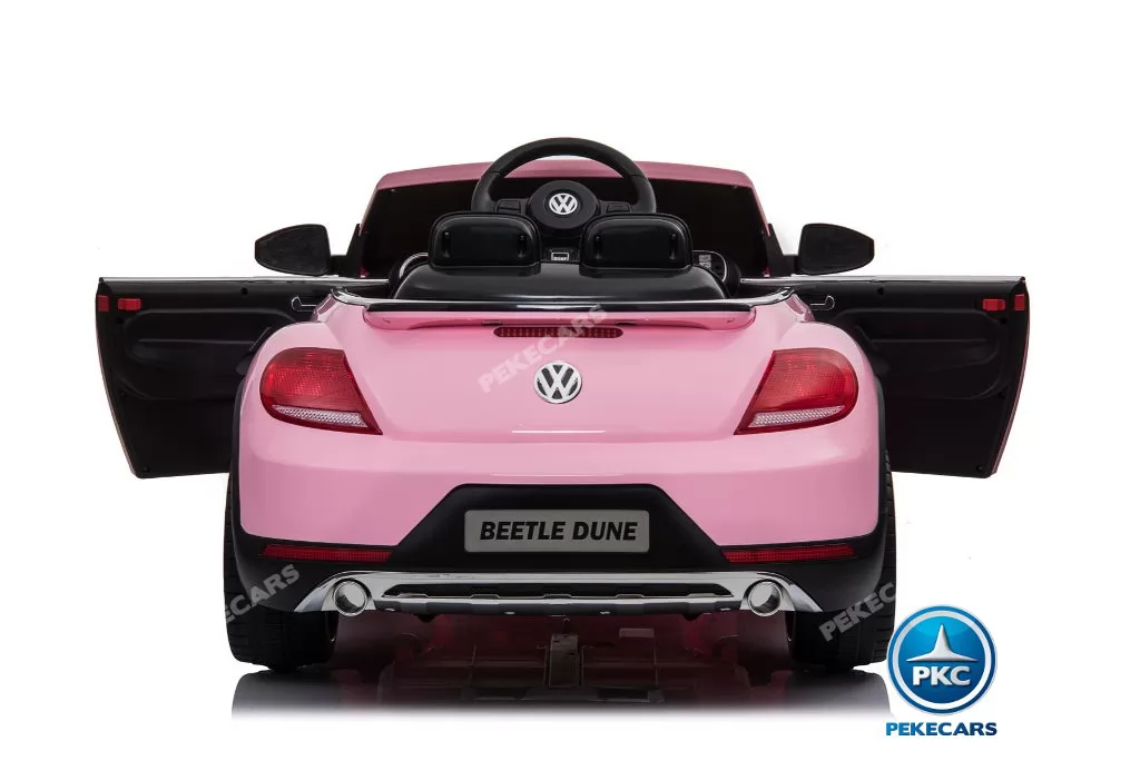 Coche electrico infantil Beetle Dune Rosa con apertura de puertas