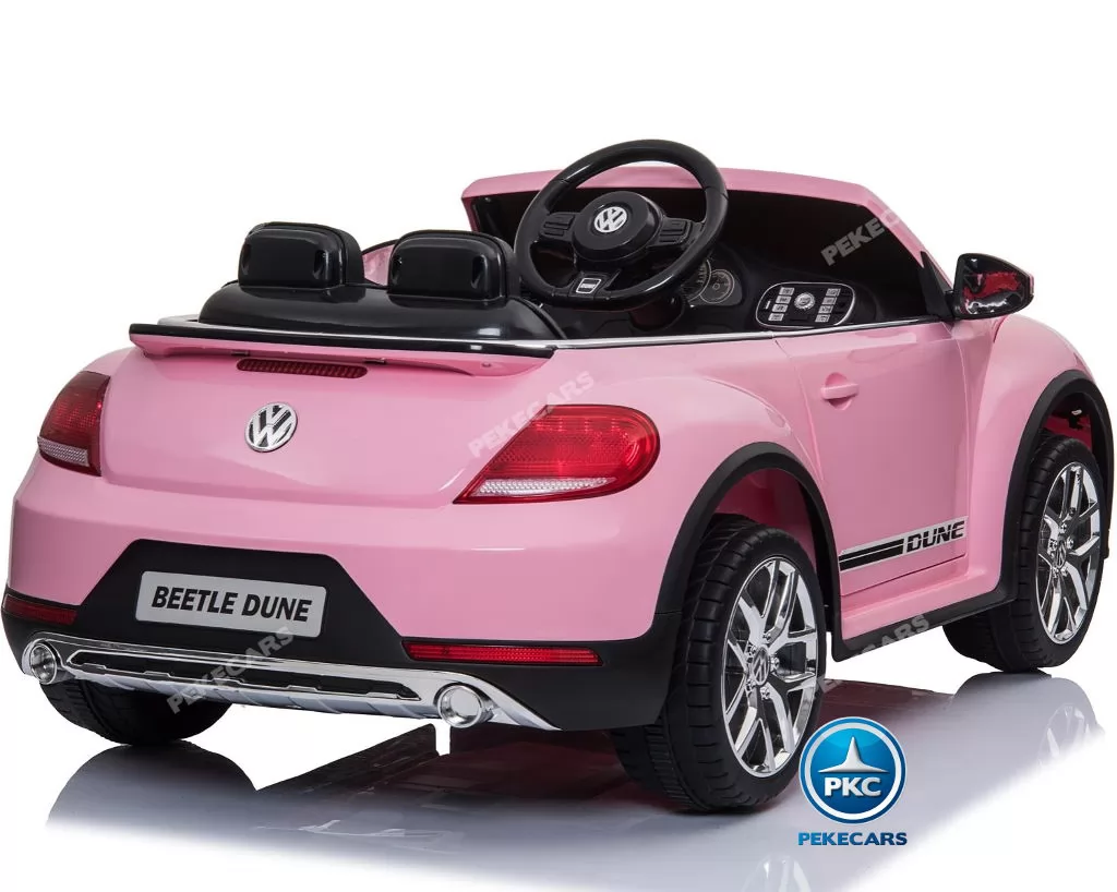 Coche electrico para niños Beetle Dune Rosa capó clásico