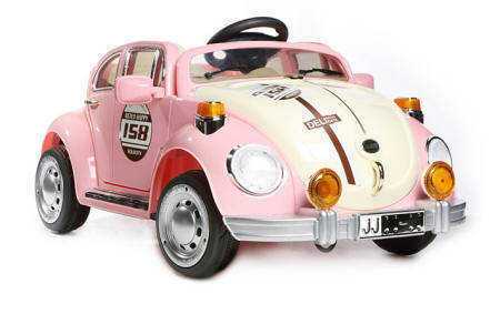 Coche electrico infantil Escarabajo Beetle Style Rosa luces led frontales