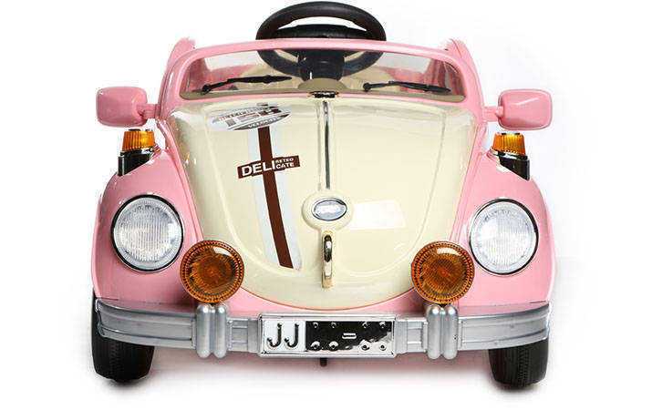 Coche electrico para niños Escarabajo Beetle Style Rosa vista frontal