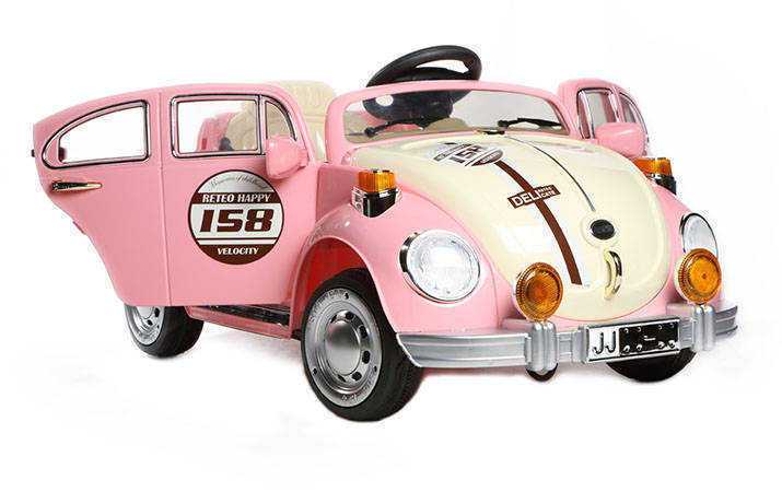 Coche electrico infantil Escarabajo Beetle Style Rosa con apertura de puertas