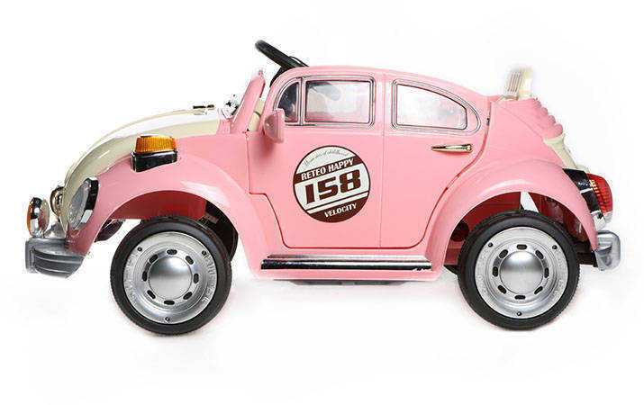 Coche electrico infantil Escarabajo Beetle Style Rosa vista lateral