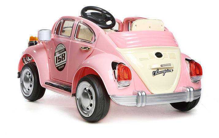 Coche electrico para niños Escarabajo Beetle Style Rosa con ruedas de caucho antipinchazos
