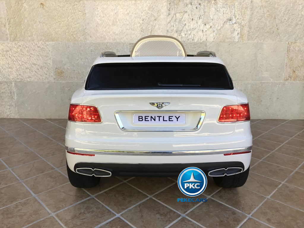 Coche electrico infantil Bentley Bentayga Blanco vista trasera