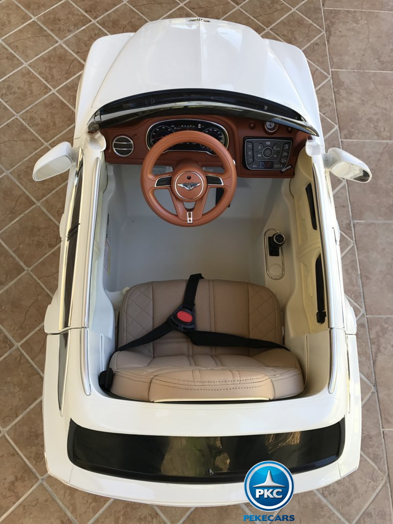 Coche electrico para niños Bentley Bentayga Blanco vista del interior