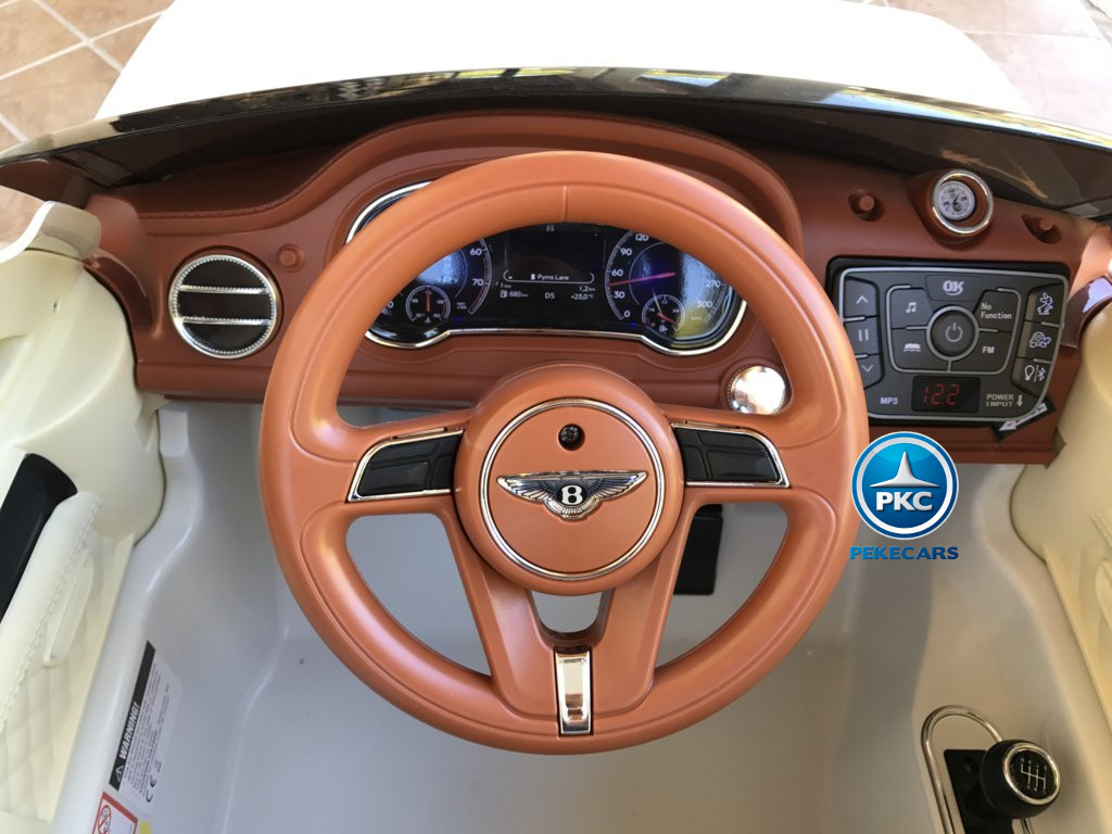 Coche electrico infantil Bentley Bentayga Blanco volante con musica y claxon