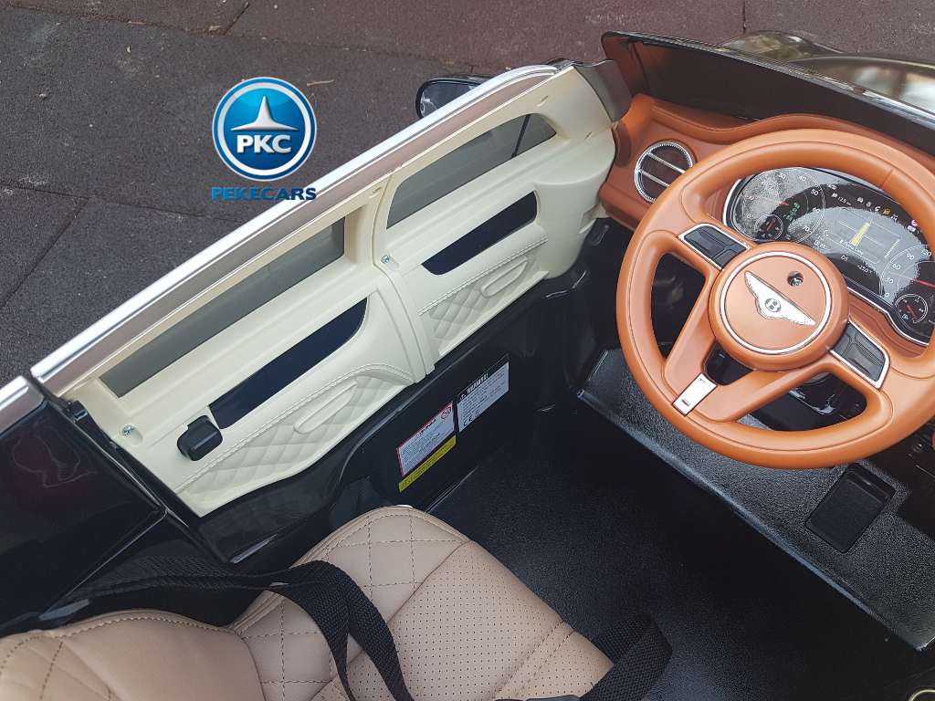 Coche electrico para niños Bentley Bentayga Negro Metalizado con cinturon de seguridad