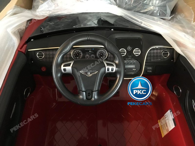 Coche electrico infantil Bentley Continental Supersports 12V Rojo volante con música y claxon