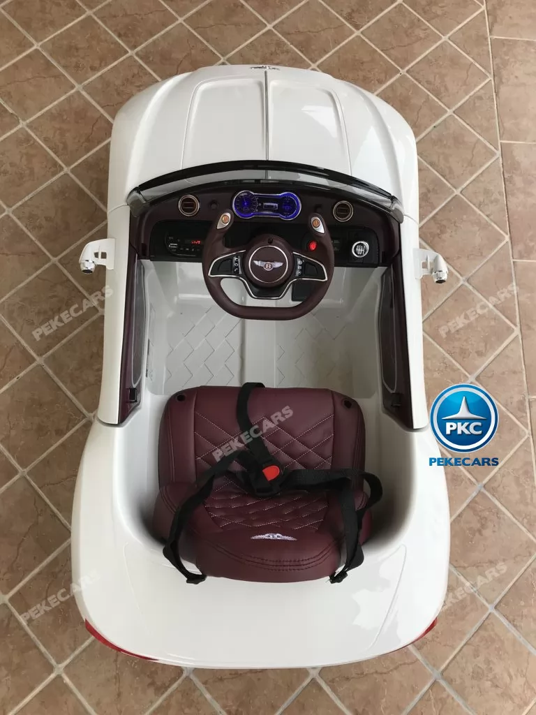 Coche electrico infantil Bentley EXP Blanco detalles del interior