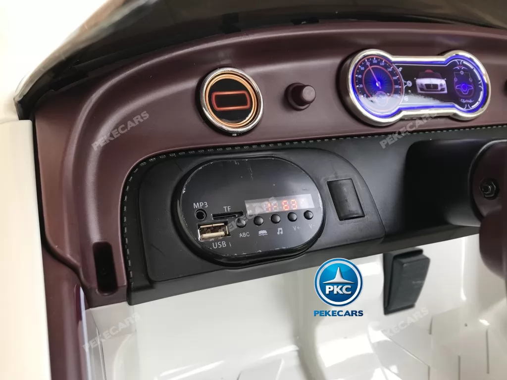 Coche electrico para niños Bentley EXP Blanco con conexión USB