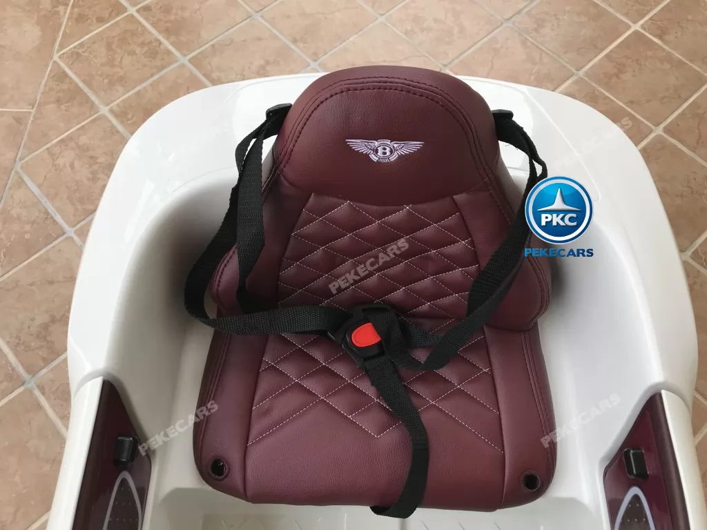 Coche electrico infantil Bentley EXP Blanco con asiento acolchado en piel