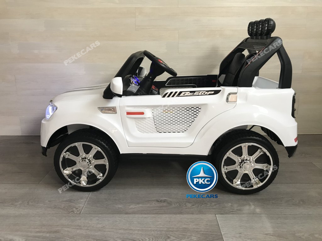 Coche electrico infantil BMW X7 Style 12V Blanco visto de lado