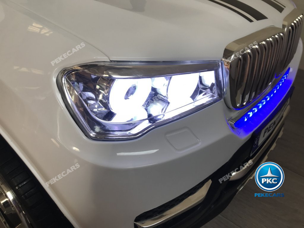 Coche electrico para niños BMW X7 Style 12V Blanco con luces delanteras