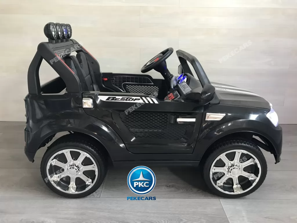 Coche electrico infantil BMW X7 Style 12V Negro visto de lado