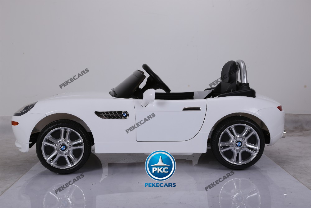 Coche eléctrico para niños BMW Z8 12V Blanco vista lateral