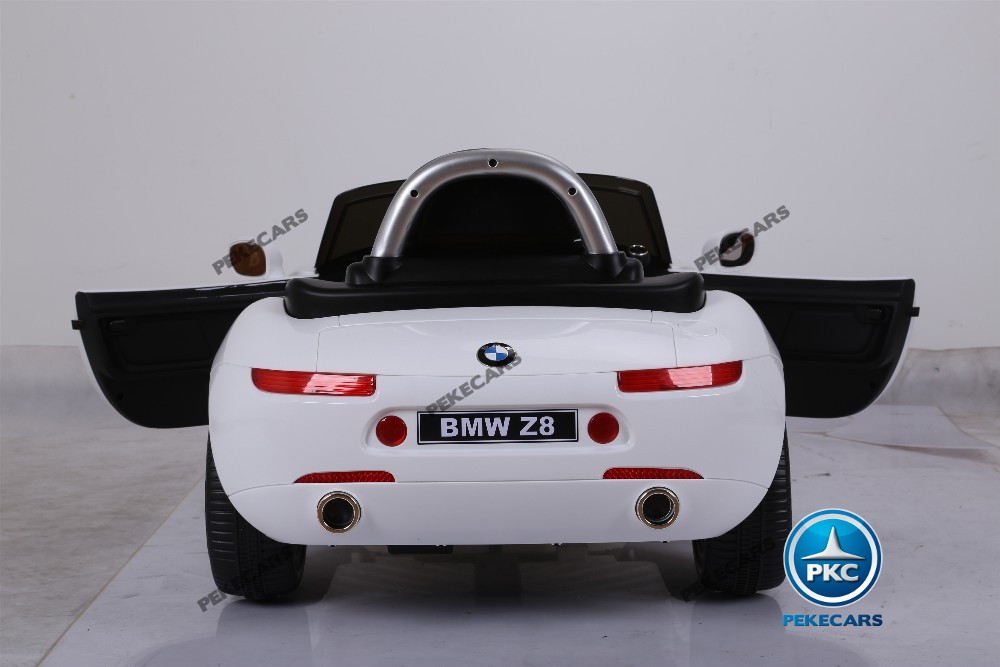Coche eléctrico para niños BMW Z8 12V Blanco vista trasera