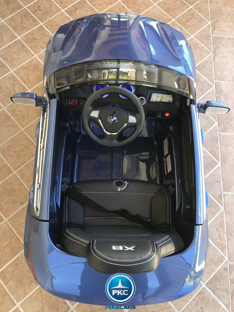 Coche electrico infantil BMW X6 Azul Metalizado interior