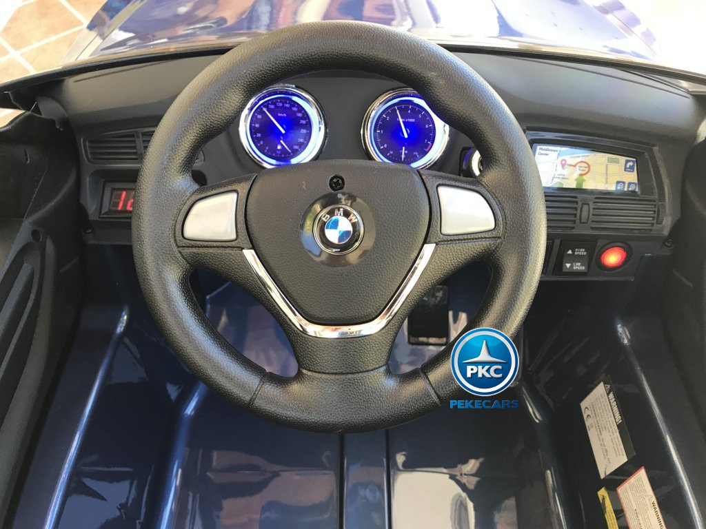Coche electrico para niños BMW X6 Azul Metalizado volante con sonidos