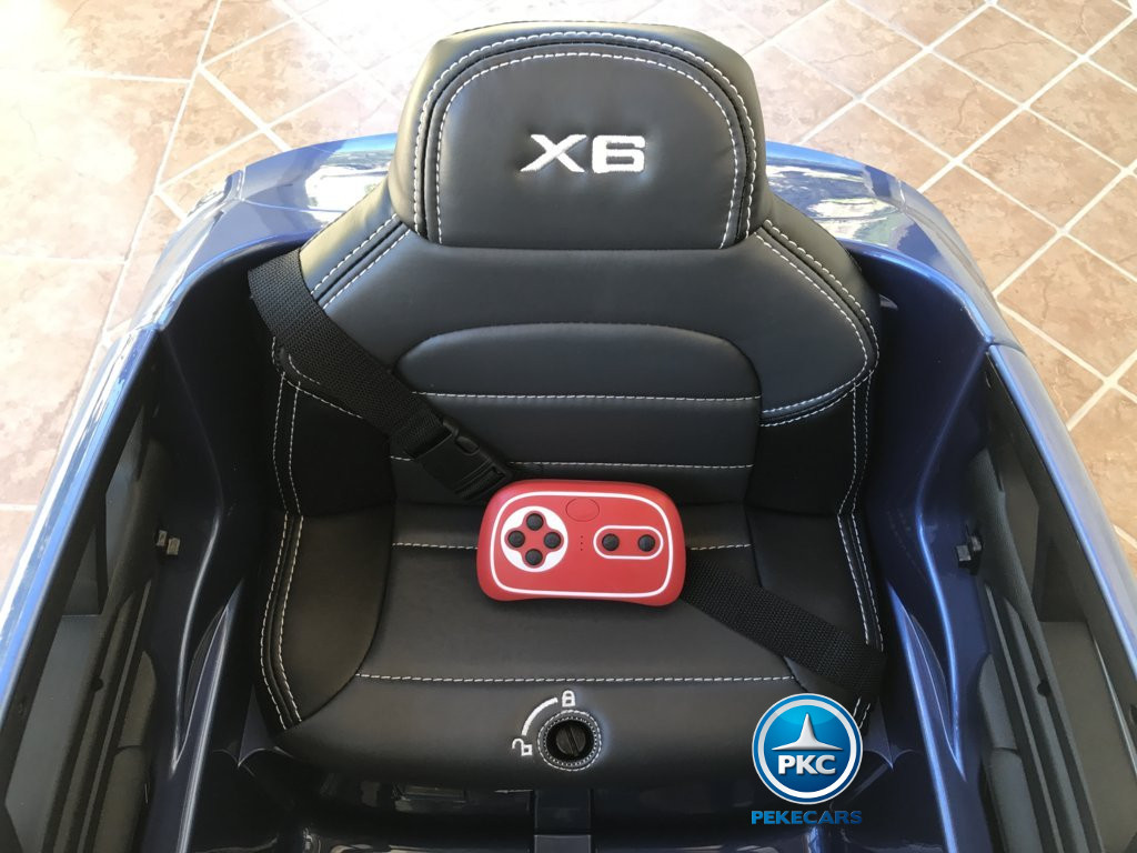Coche electrico infantil BMW X6 Azul Metalizado asiento acolchado en piel
