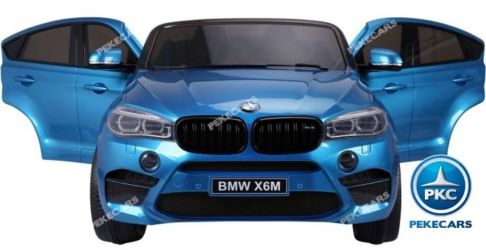 Coche electrico infantil BMW X6 2 plazas Azul Metalizado con asiento acolchado en piel