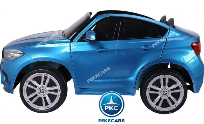 Coche electrico para niños BMW X6 2 plazas Azul Metalizado vista lateral