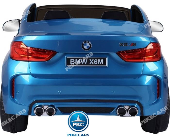 Coche electrico infantil BMW X6 2 plazas Azul Metalizado vista trasera