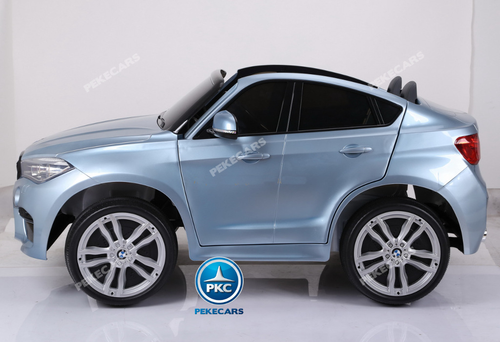 Coche electrico para niños BMW X6 2 plazas Plata Metalizado vista lateral