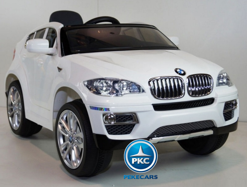 Coche electrico infantil BMW X6 Blanco con ruedas de caucho antipinchazos