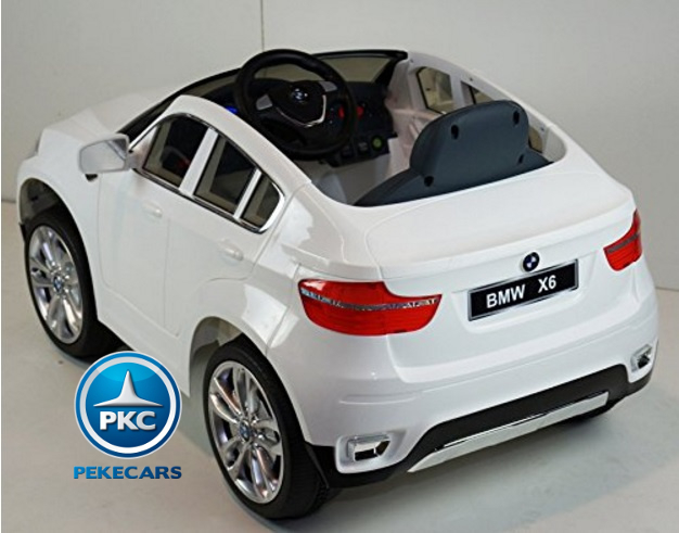 Coche electrico infantil BMW X6 Blanco con conexión USB