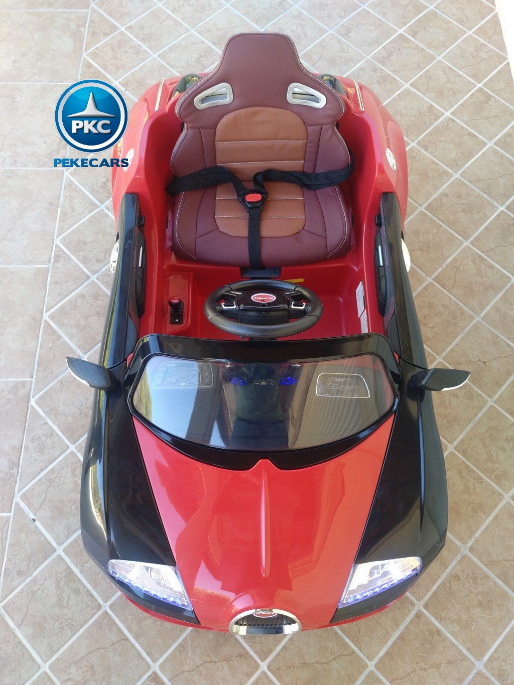 Coche electrico para niños Bugatti Veyron Style Rojo visto desde arriba