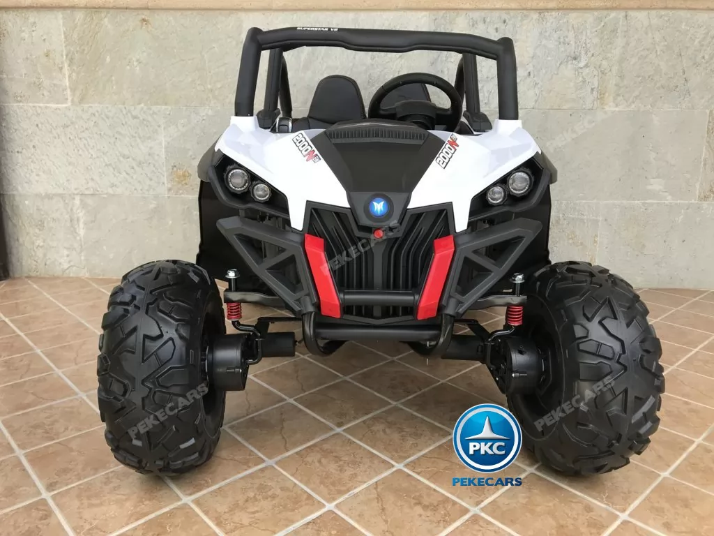 Coche electrico para niños Buggy UTV Blanco vista frontal