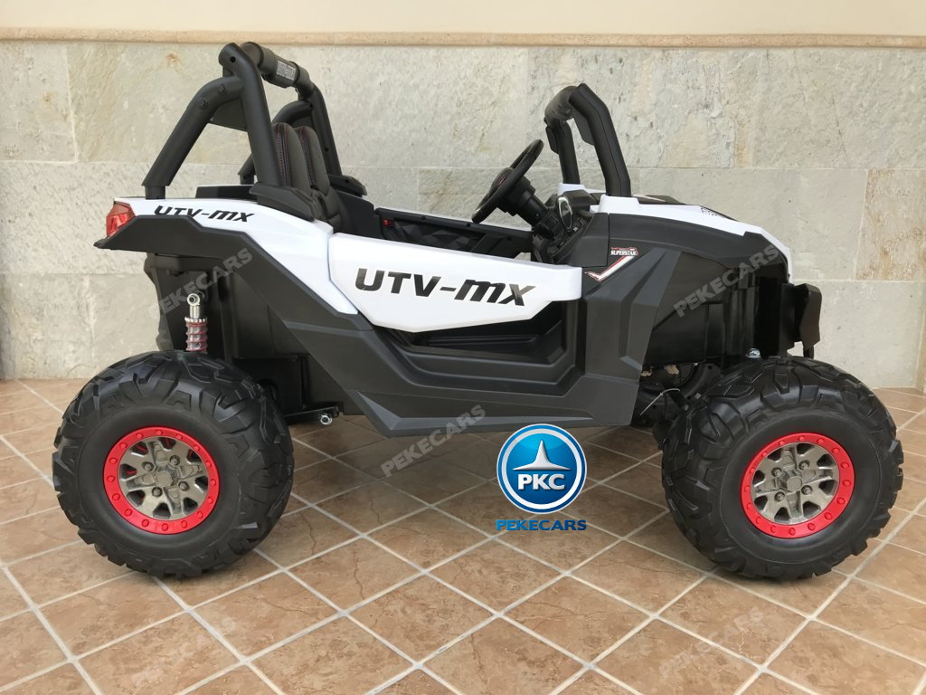 Coche electrico para niños Buggy UTV Blanco vista lateral