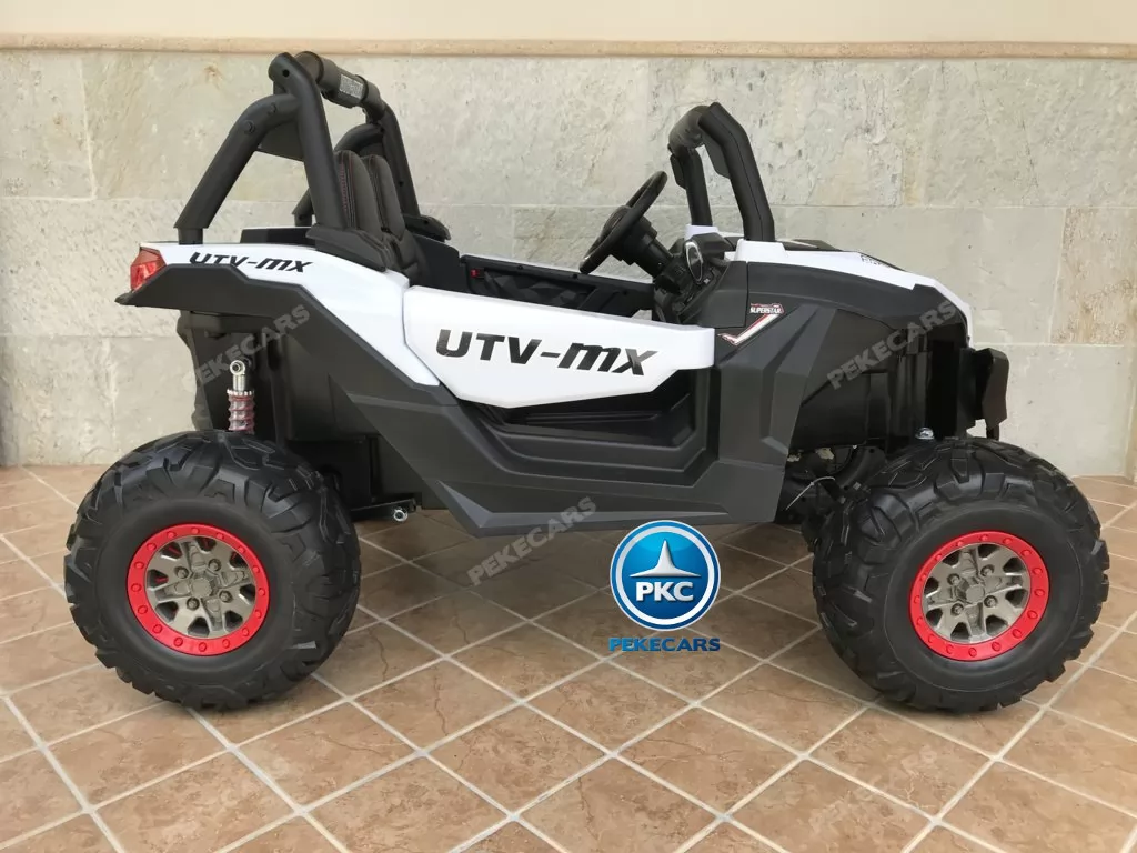 Coche electrico para niños Buggy UTV Blanco vista lateral