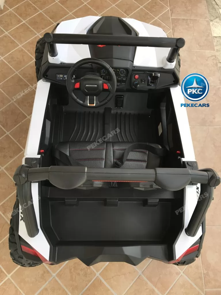 Coche electrico infantil Buggy UTV Blanco detalles del interior