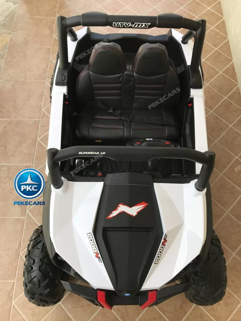 Coche electrico para niños Buggy UTV Blanco visto desde arriba