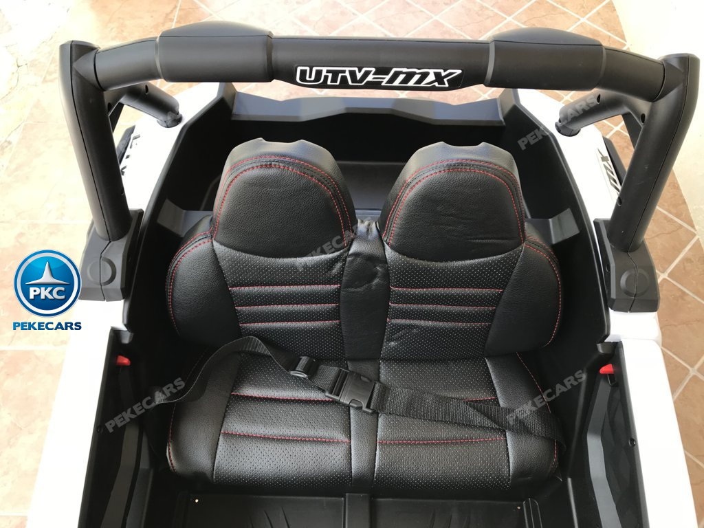Coche electrico infantil Buggy UTV Blanco asiento acolchado en piel