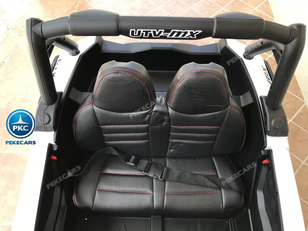 Coche electrico infantil Buggy UTV Blanco asiento acolchado en piel