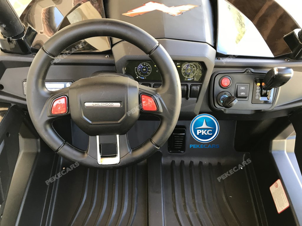 Coche electrico infantil Buggy UTV Negro 2 plazas con el volante a la izquierda
