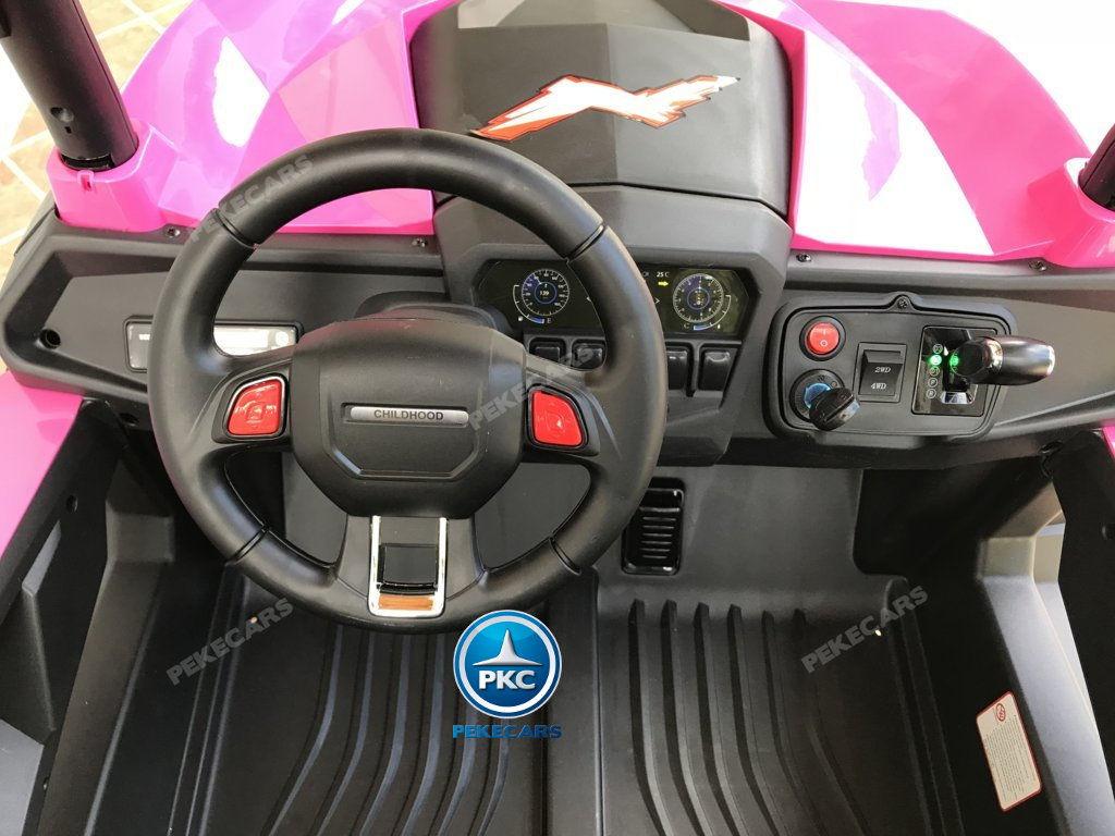 Coche electrico infantil Buggy UTV Rosa detalles del interior