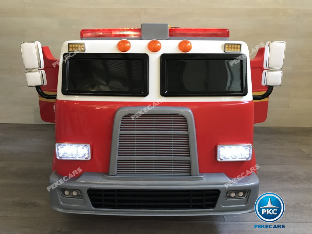 Coche electrico infantil camion de bomberos 12V vista frontal
