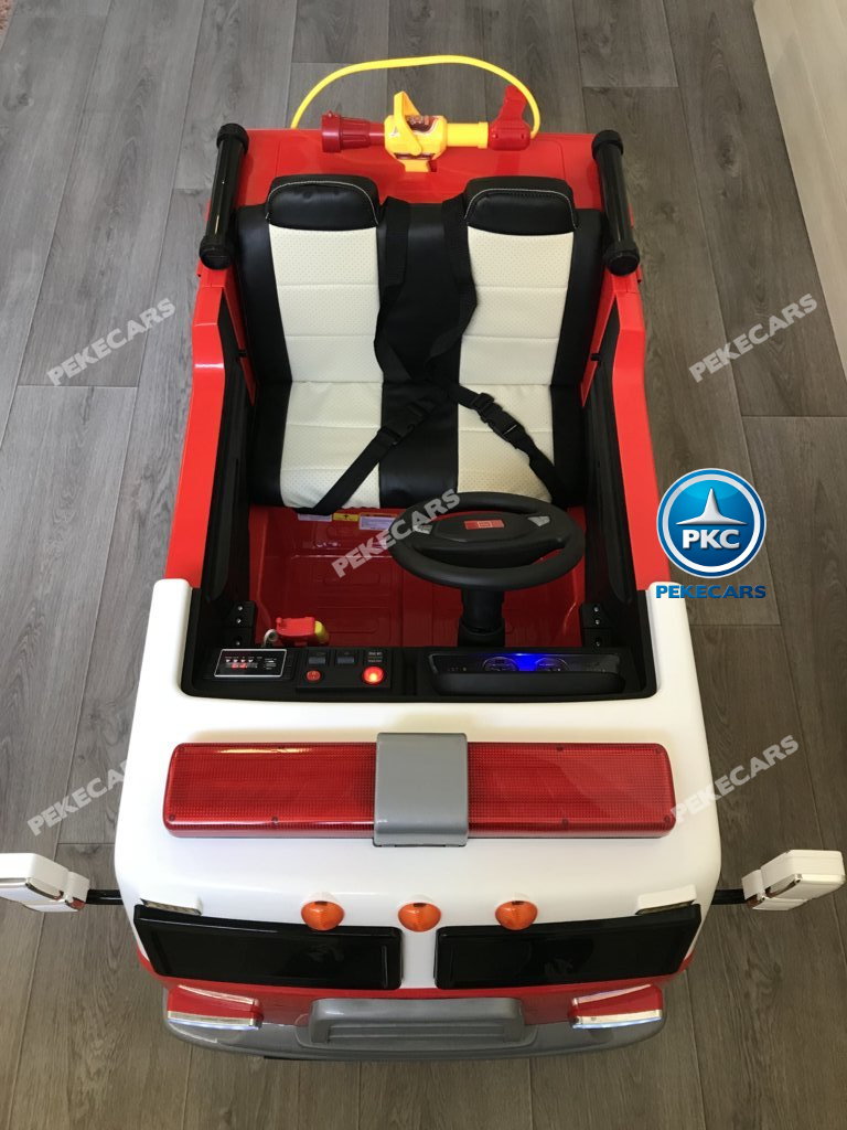 Coche electrico para niños camion de bomberos 12V visto desde arriba