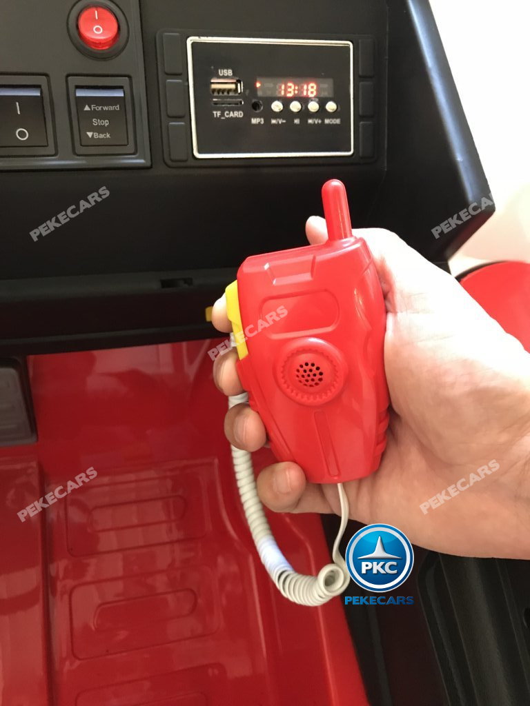 Coche electrico infantil camion de bomberos 12V con megafono de verdad